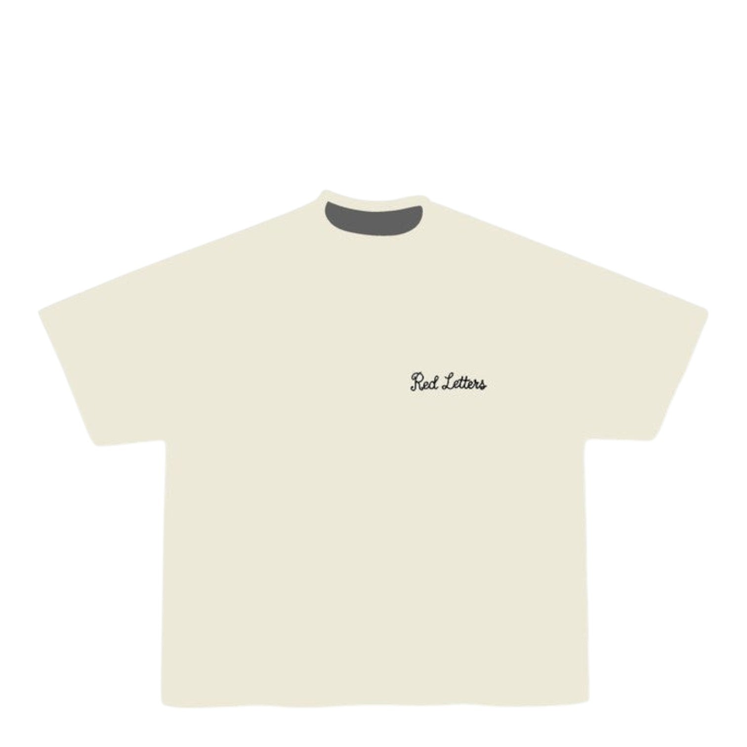 City Jeans beige 170GSM cotton t-shirt with Red Letters chain stitch embroidery and dropped shoulder fit