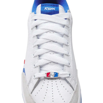 City Jeans Reebok x G-Unit G6 men's white leather and suede sneakers with blue accents and lace-up closure