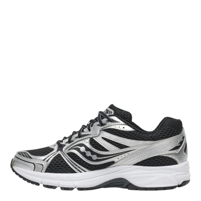 City Jeans Saucony Grid Legacy men's sneakers in black and silver with breathable mesh and reflective heel details.