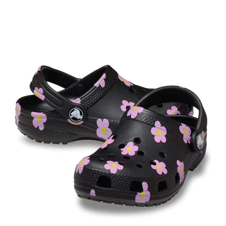 Crocs Toddler Classic Flower Clog - Black 4