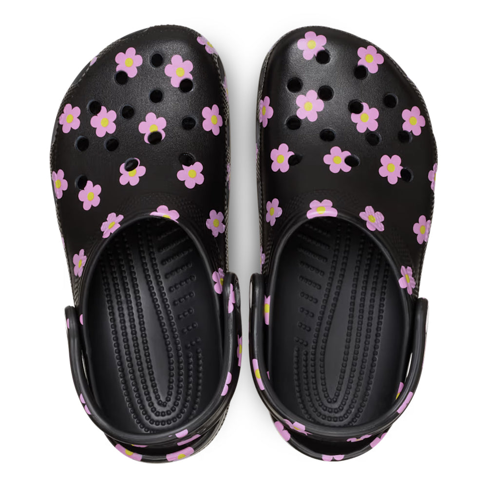Crocs Kids' Classic Flower Clog - Black/Pink 2