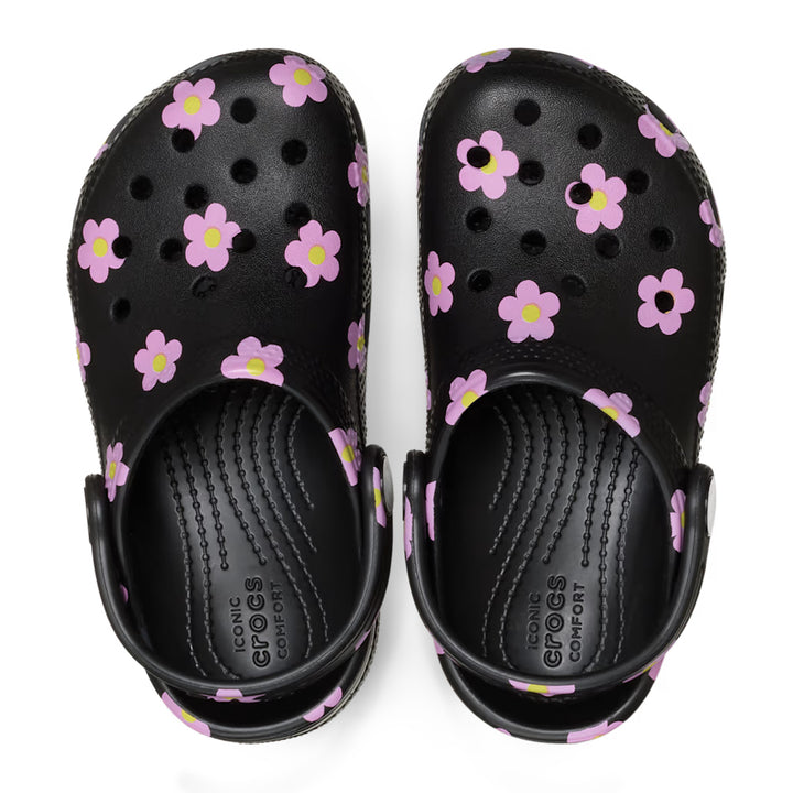 Crocs Toddler Classic Flower Clog - Black 2