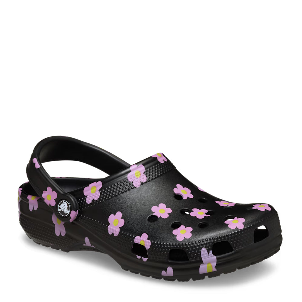 Crocs Kids' Classic Flower Clog - Black/Pink 4