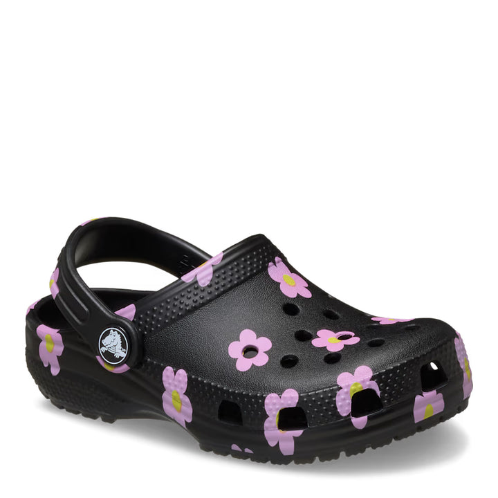 Crocs Toddler Classic Flower Clog - Black 5