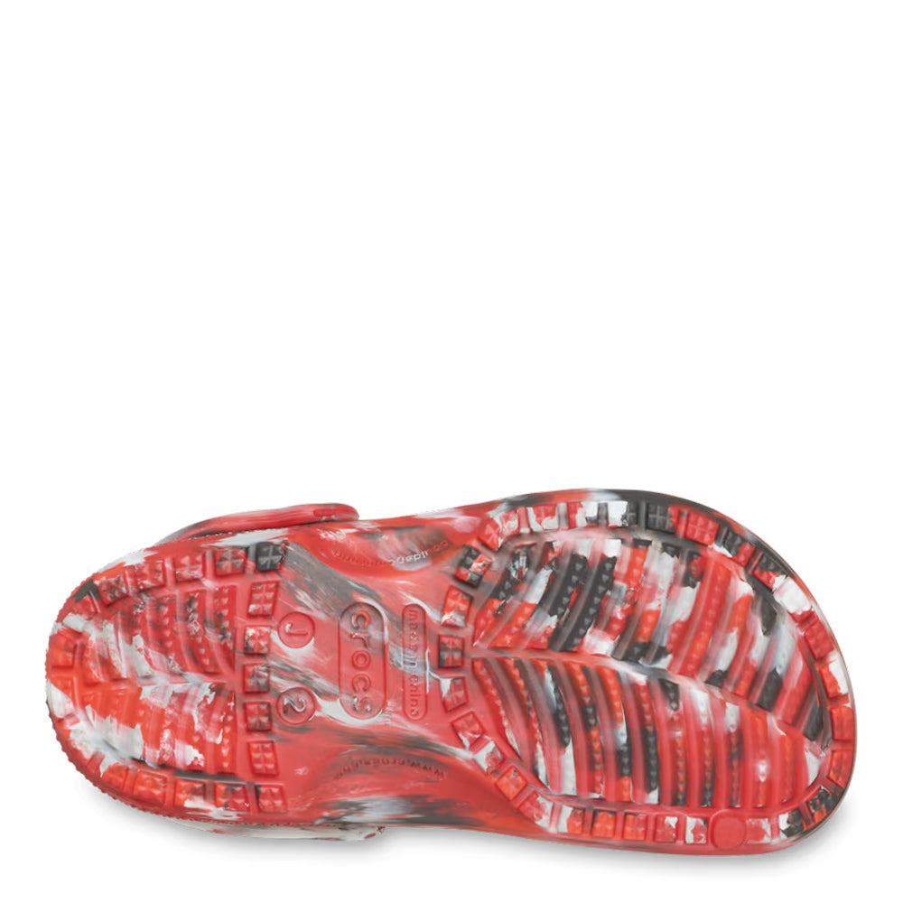 Crocs Kids' Classic Marbled Clog - Red/Black Marble 6