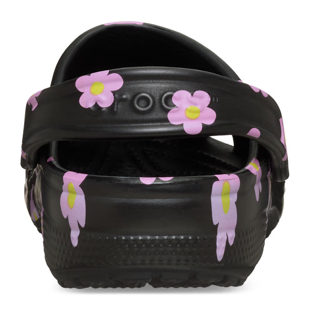 Crocs Kids' Classic Flower Clog - Black/Pink 3