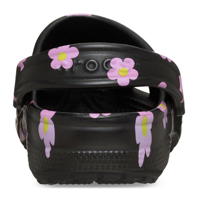Crocs Kids' Classic Flower Clog - Black/Pink 3