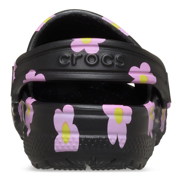 Crocs Toddler Classic Flower Clog - Black 3
