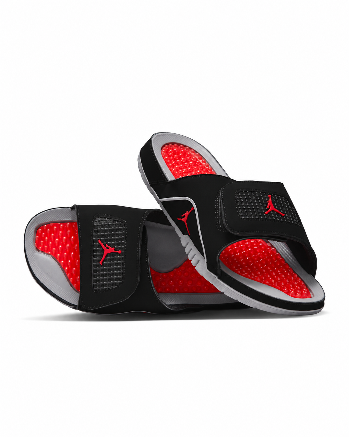 Men's Jordan Hydro 4 Retro Slides Black/Cement Grey/Fire Red 532225-005