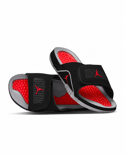Men's Jordan Hydro 4 Retro Slides Black/Cement Grey/Fire Red 532225-005