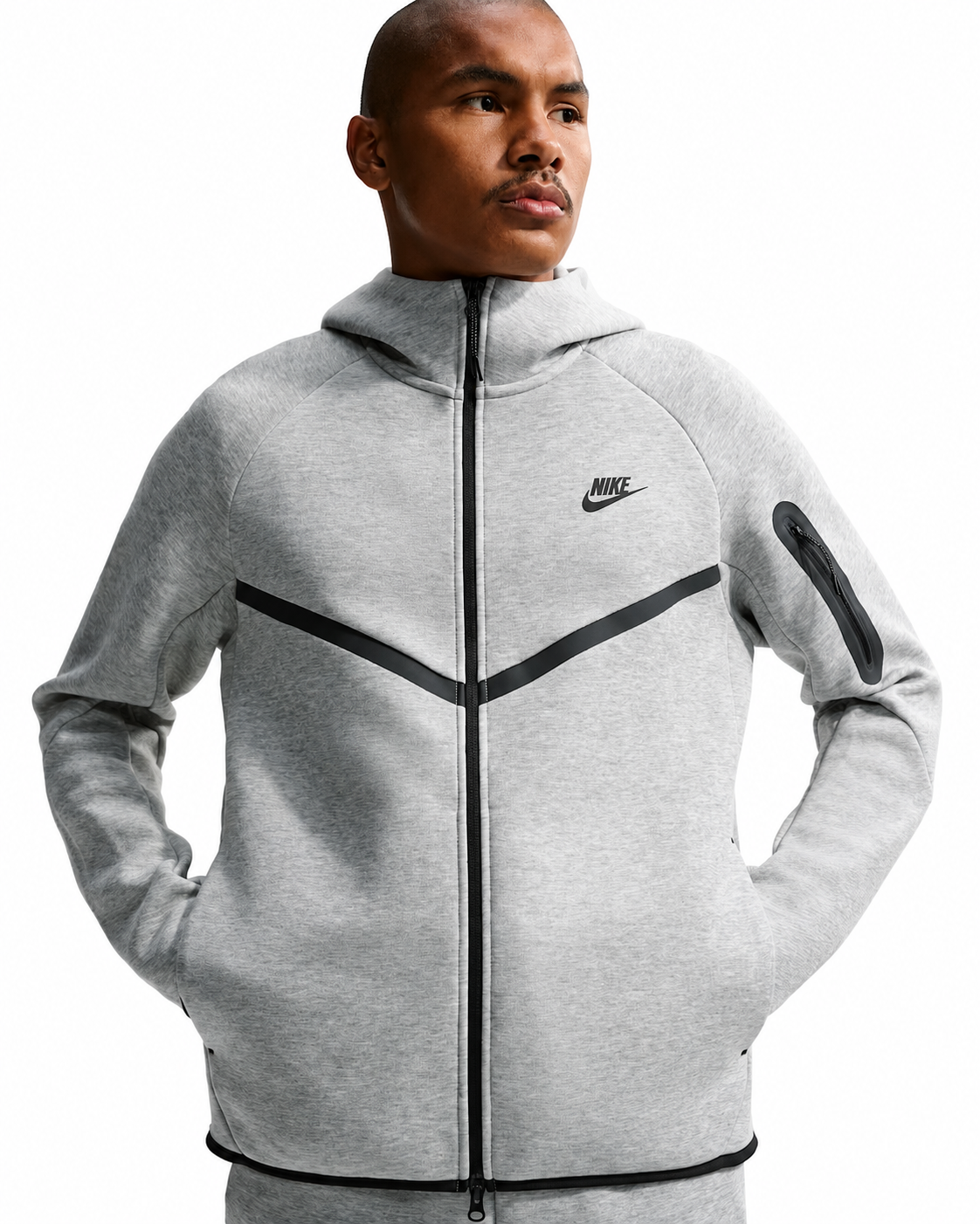 Men's Nike Tech Dark Fleece Windrunner Full-Zip Jacket Grey Heather/Black HV0949-063