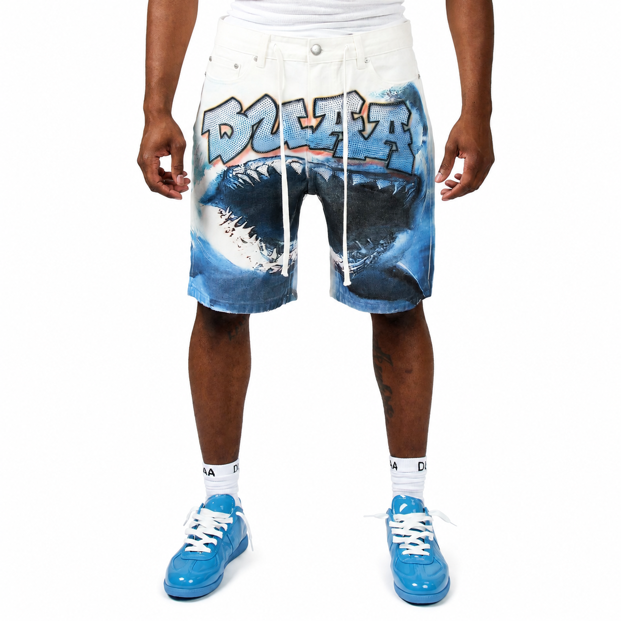 Men's Duaa Shark White Shorts sharksht-wht