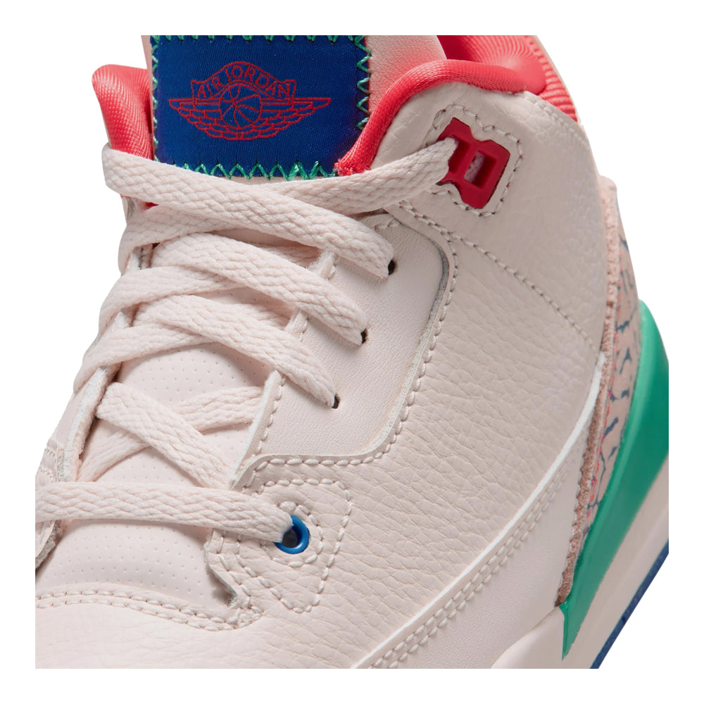 Little Kid's Air Jordan 3 Retro Play Your Way Chalk/Track Red/True Blue/Kinetic Green IO2074-100