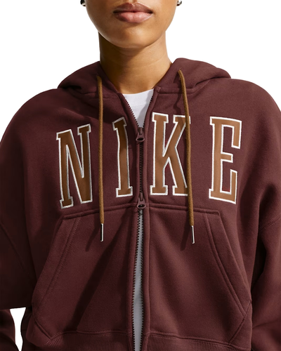 Women's Nike Studio Fleece Medium Weight Oversized Full-Zip Cropped Hoodie IU1130-658