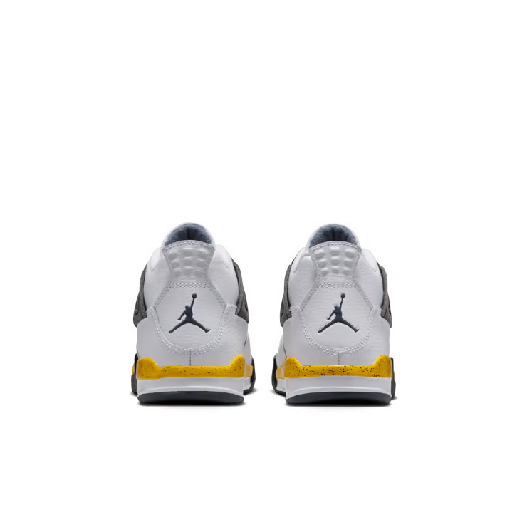 Little Kid's Air Jordan 4 Retro White/Tour Yellow-Dark Blue Grey-Black BQ7669-102