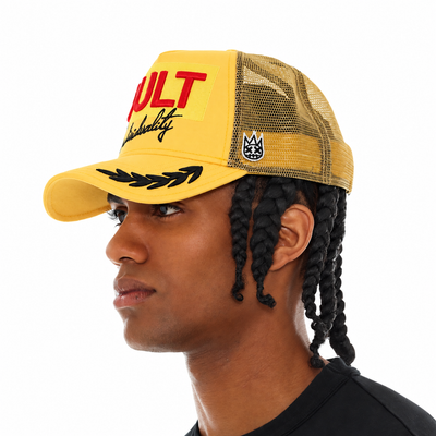 Men's Cult Of Individuality Racing Trucker Hat Yellow 626ac-ch63a-yego