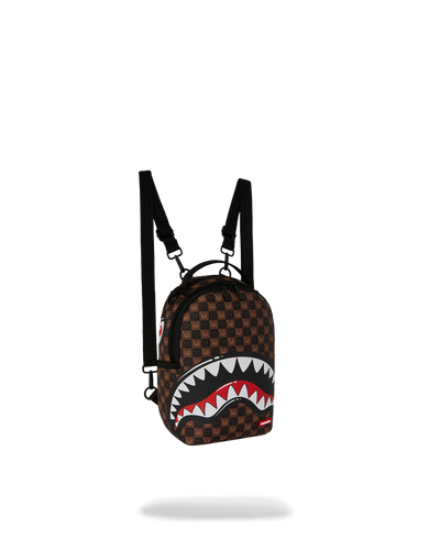 Sprayground Sharks In Paris Wtf Bubble Brown Check Mini Backpack
