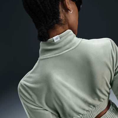 Women's Nike Sportswear Collection Cropped Velour Full-Zip Top Jade Horizon/Sail/Sail FZ3679-370