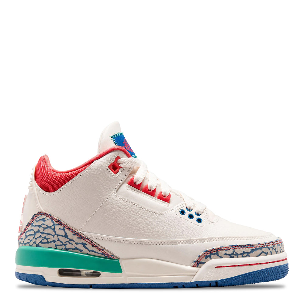 Big Kid's Air Jordan 3 Retro Play Your Way Chalk/Track Red/True Blue/Kinetic Green IO2076-100