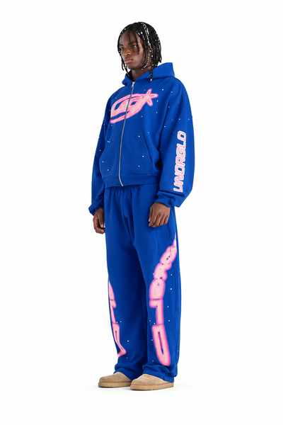 Men's Undergold Act 1 Neon Zip Up Boxy Fit Hoodie Electric Blue act1zipuphdy-blue