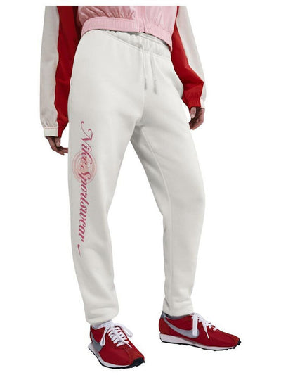 Women's Nike Sportswear Club Fleece Mid-Rise Joggers - Sail/Pink 2
