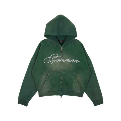 Men's Common Hype Cropped Fleece Zip Up Hoodie ch46872-fstgrn