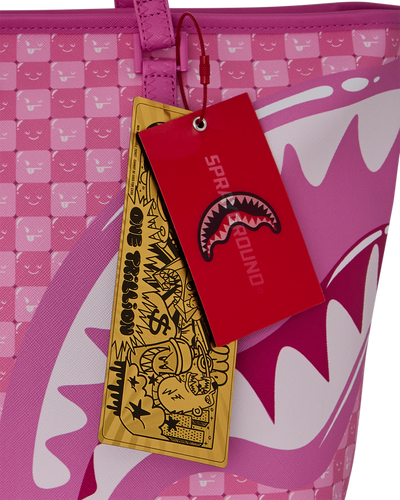 Sprayground Pink New Check Faces Tote - Pink & White