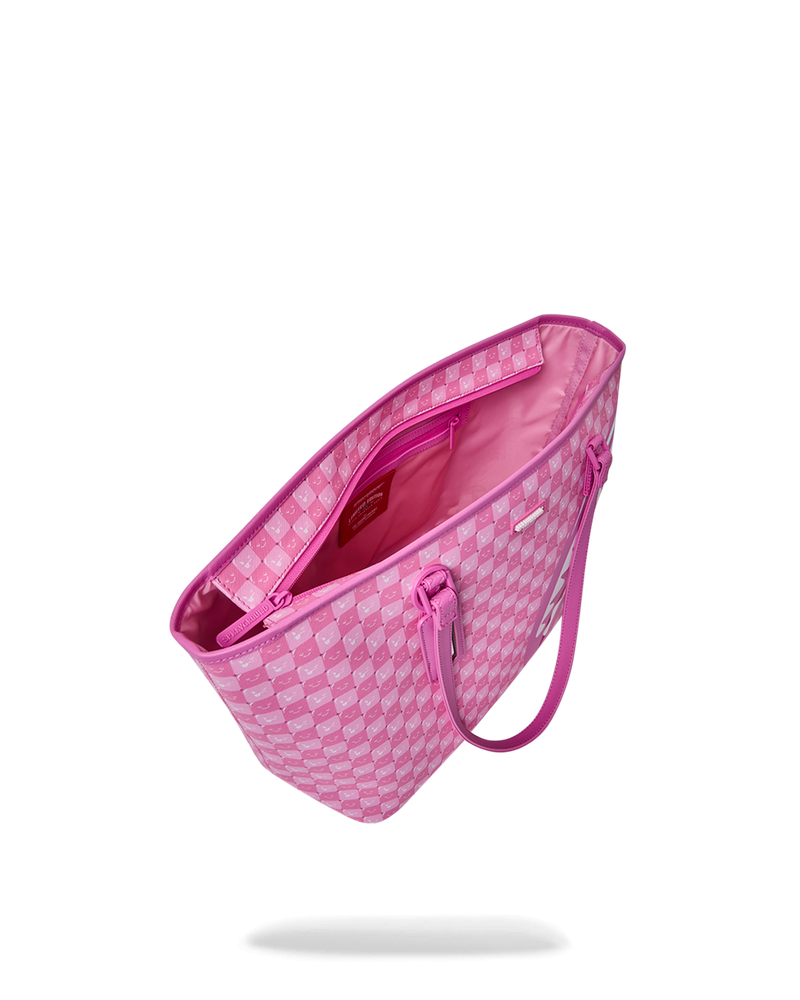 Sprayground Pink New Check Faces Tote - Pink & White