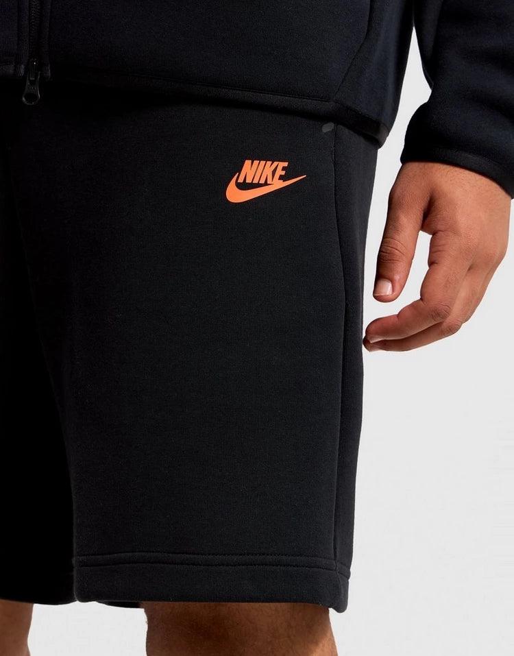 Men's Nike Tech Fleece Shorts - Black & Orange