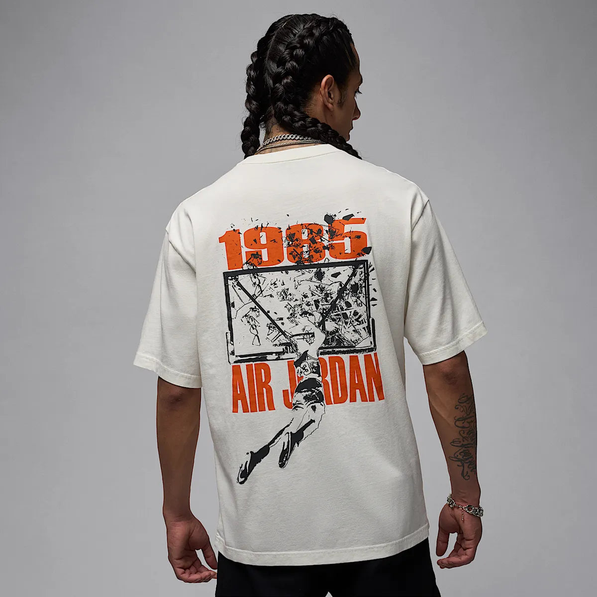 Men's Jordan Brooklyn Shattered Backboard Oversized Graphic T-Shirt - Sail/Off-Noir 1
