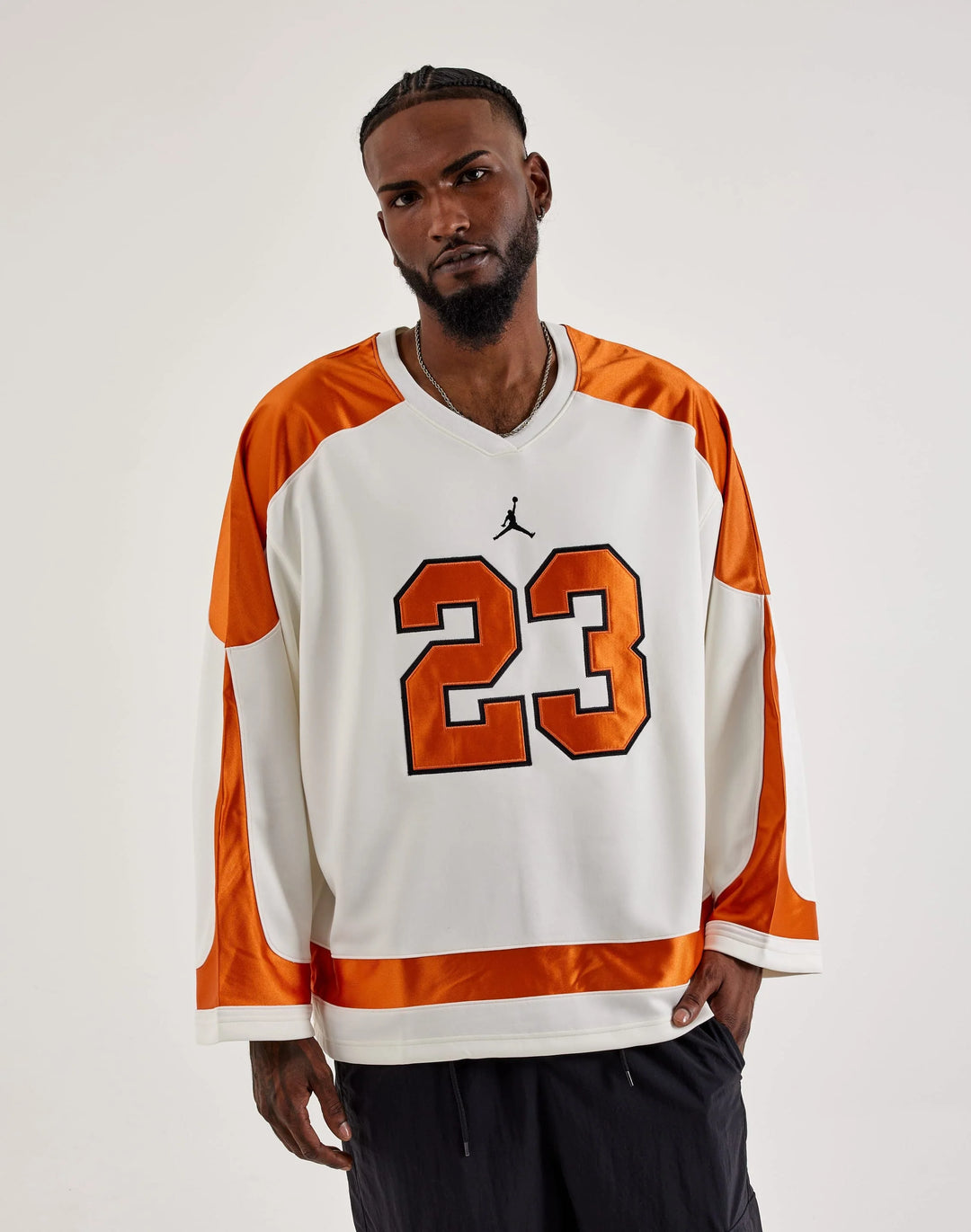 Men's Jordan Brooklyn University Hockey Jersey - Sail/Starfish/Black 1