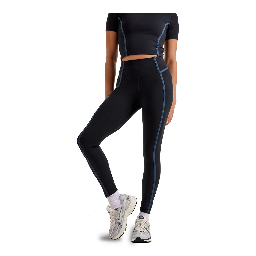 womens Nike One High-Waisted 7/8 Leggings - Black/Armory Navy/Black 1