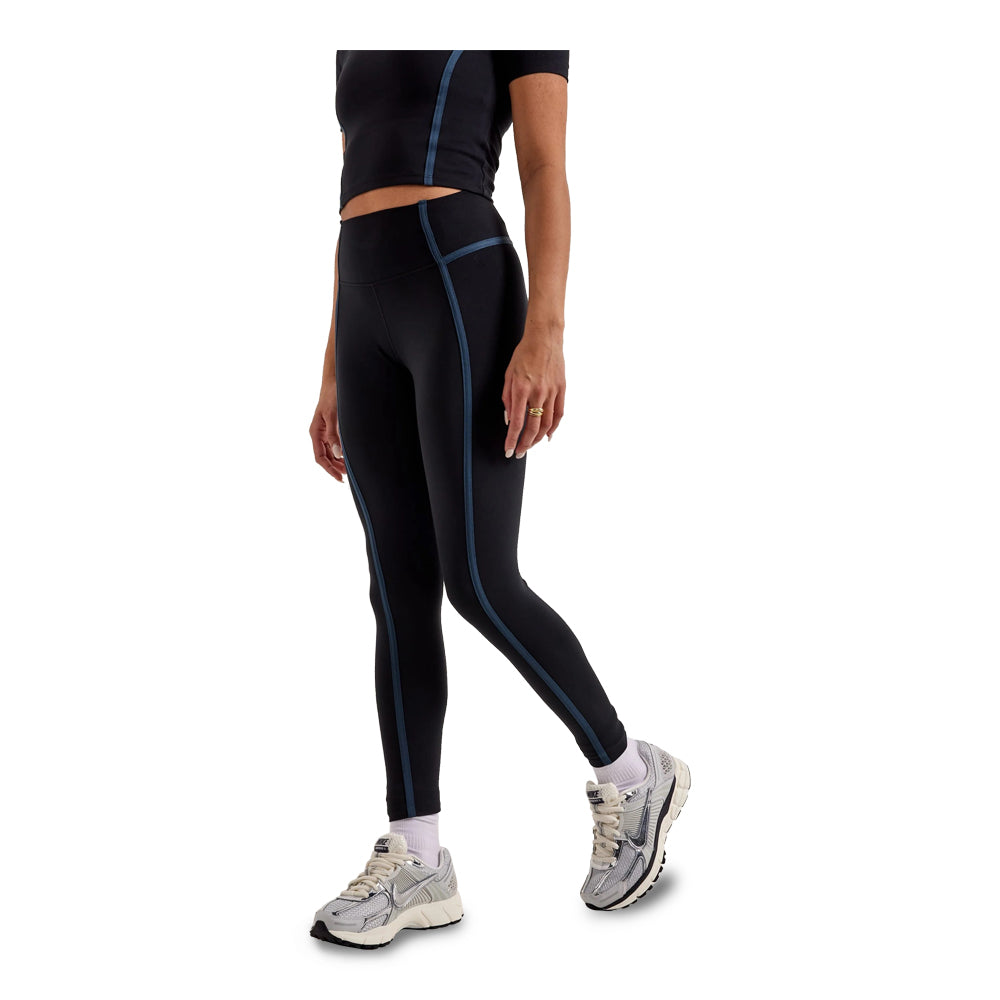 womens Nike One High-Waisted 7/8 Leggings - Black/Armory Navy/Black 2