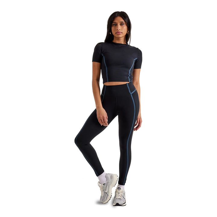 womens Nike One High-Waisted 7/8 Leggings - Black/Armory Navy/Black 5