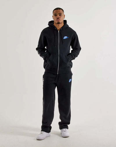 Men's Nike Sportswear Club Fleece Open-Hem Pants - Black White Blue 5