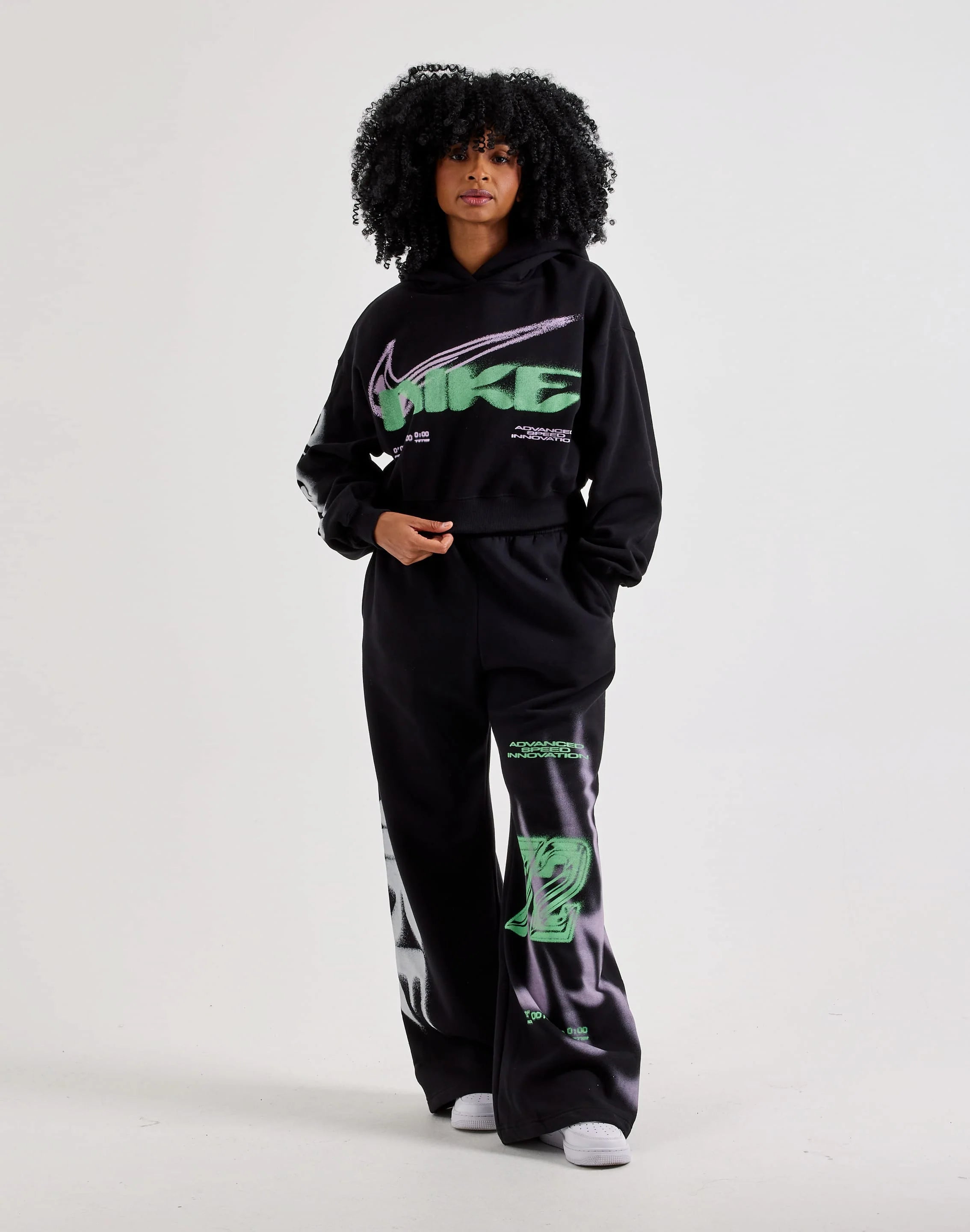 Women's Nike Studio Fleece Oversized Cropped Hoodie Black iv4952-001