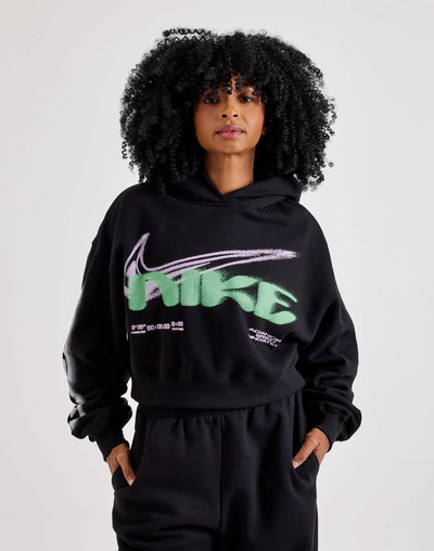 Women's Nike Studio Fleece Oversized Cropped Hoodie Black iv4952-001