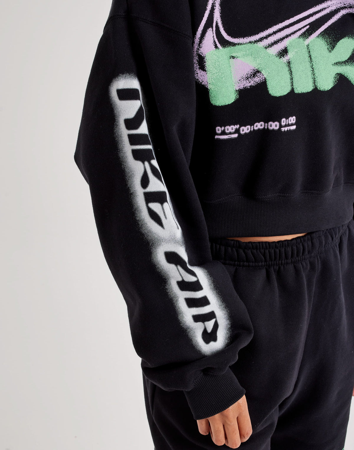 Women's Nike Studio Fleece Oversized Cropped Hoodie Black iv4952-001