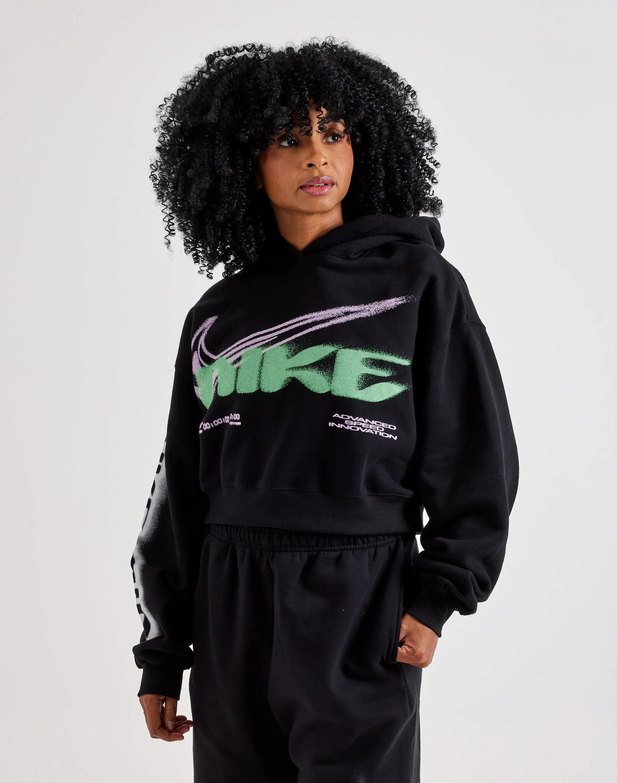 Women's Nike Studio Fleece Oversized Cropped Hoodie Black iv4952-001