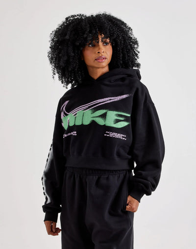 Women's Nike Studio Fleece Oversized Cropped Hoodie Black iv4952-001