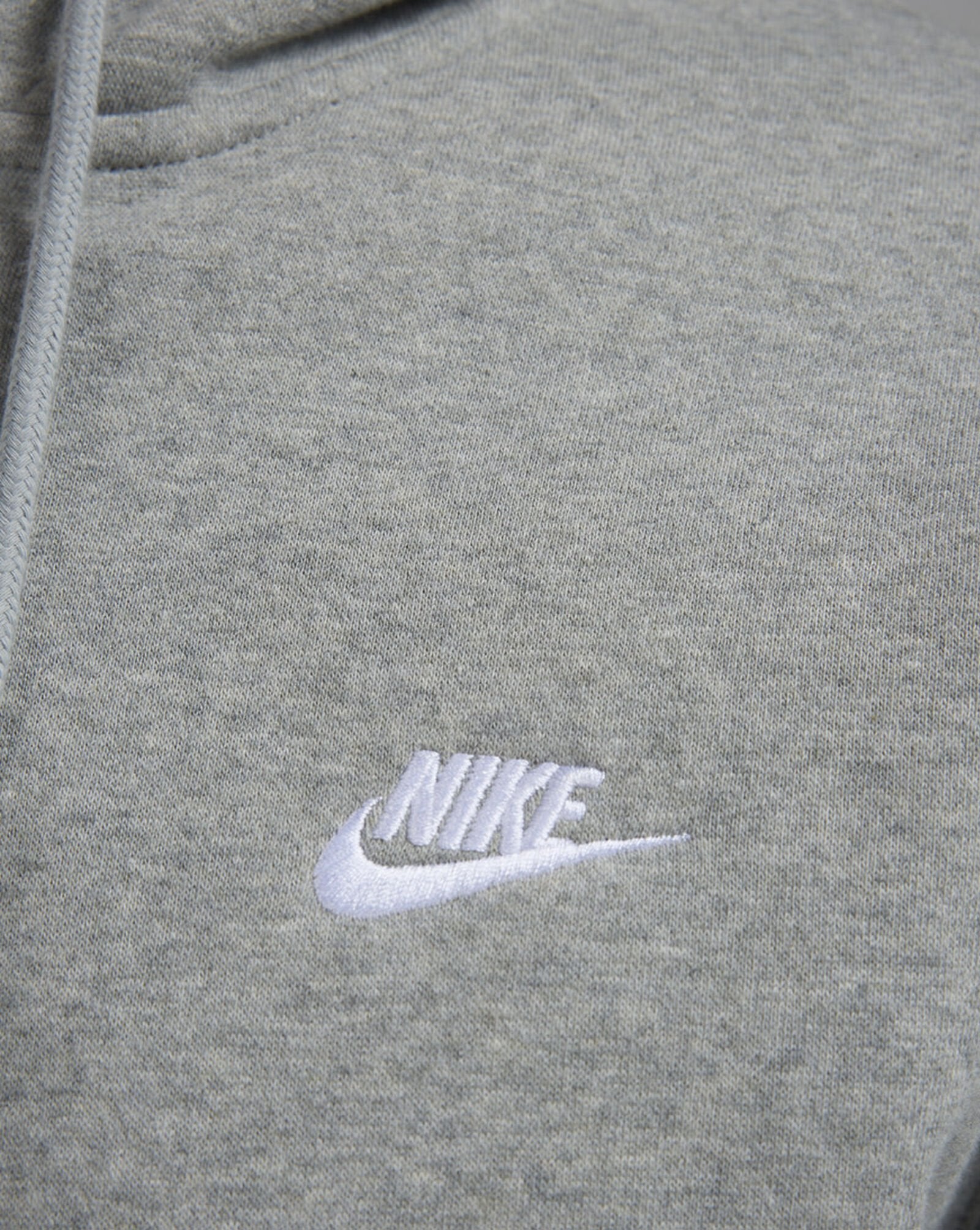 Men's Nike Club Full-Zip Fleece Hoodie -Dark Grey Heather/Light Smoke Grey/White 3