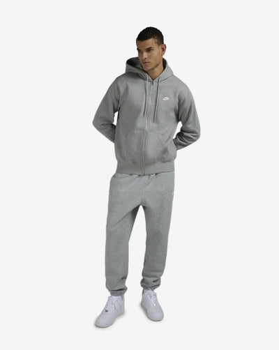 Men's Nike Club Full-Zip Fleece Hoodie -Dark Grey Heather/Light Smoke Grey/White 4