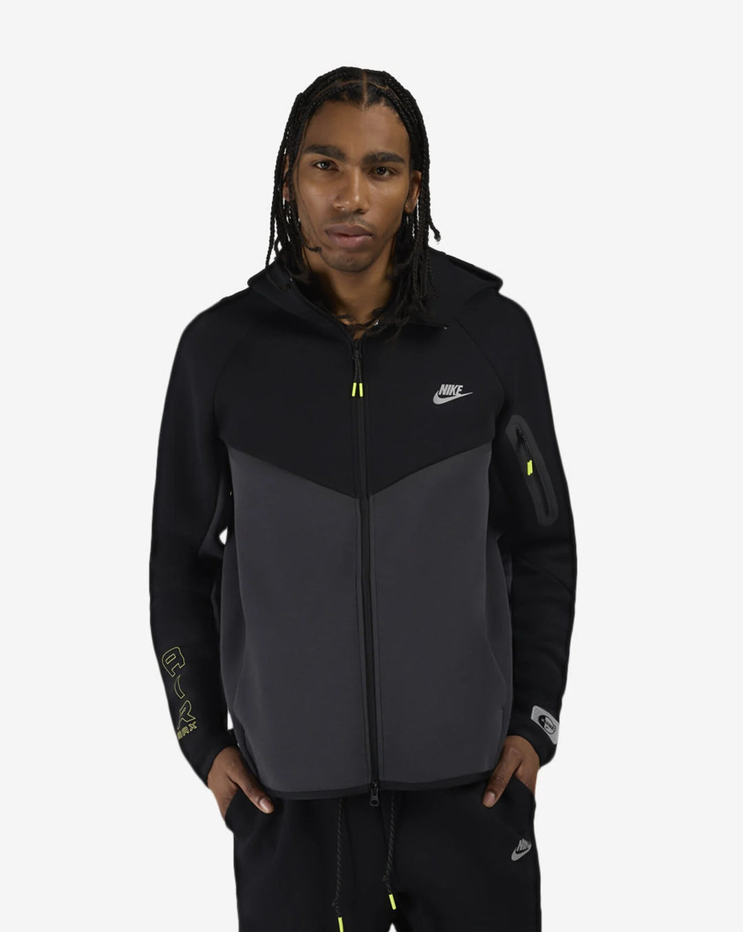Men's Nike Tech Fleece Windrunner Full-Zip/Air Max - Black & Dark Smoke Grey 1