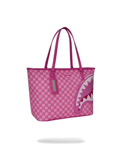 Sprayground Pink New Check Faces Tote - Pink & White