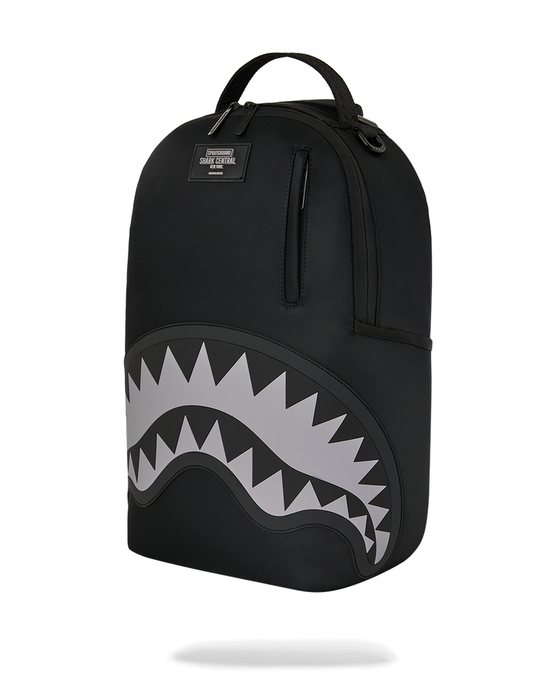Sprayground Shark Central Black Nylon Gray Embossed Backpack