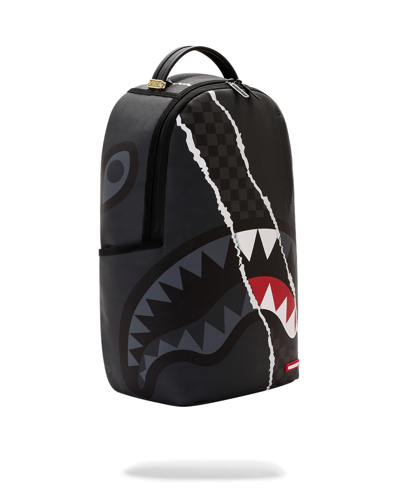 Sprayground Center Rip Revealing Gray Check Backpack