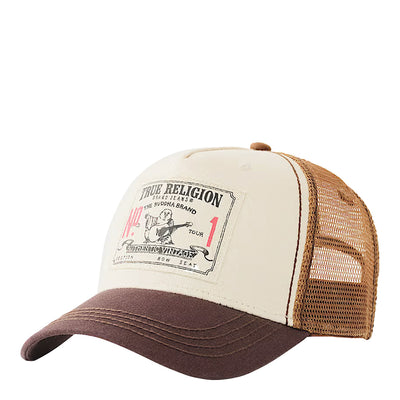 True Religion OG Patch Trucker Hat - Brown 3