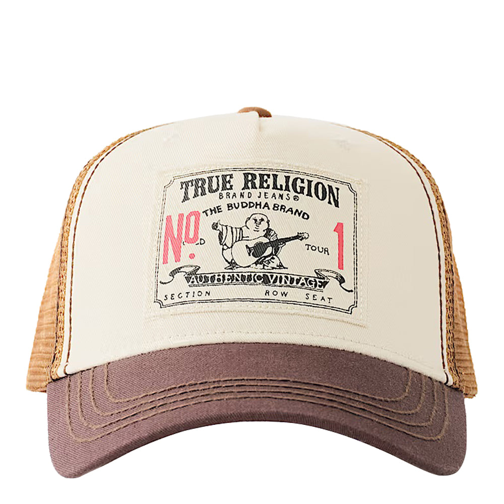 True Religion OG Patch Trucker Hat - Brown 1