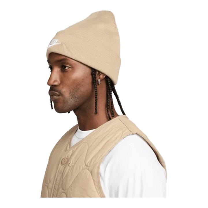 Unisex Nike Peak Futura Beanie Hat - Khaki/White 2