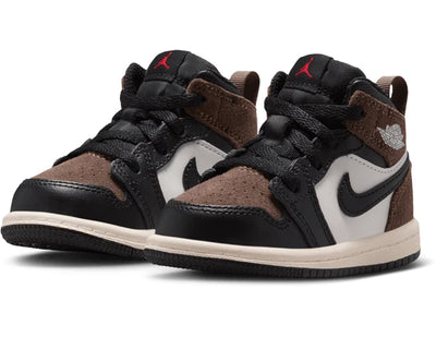 Toddler Air Jordan 1 Mid Black/Palomino-University Red DQ8425-007